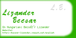 lizander becsar business card